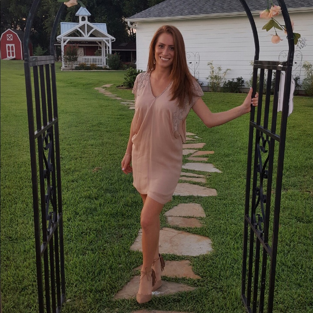 French connection Powder Pink embroidered dress
